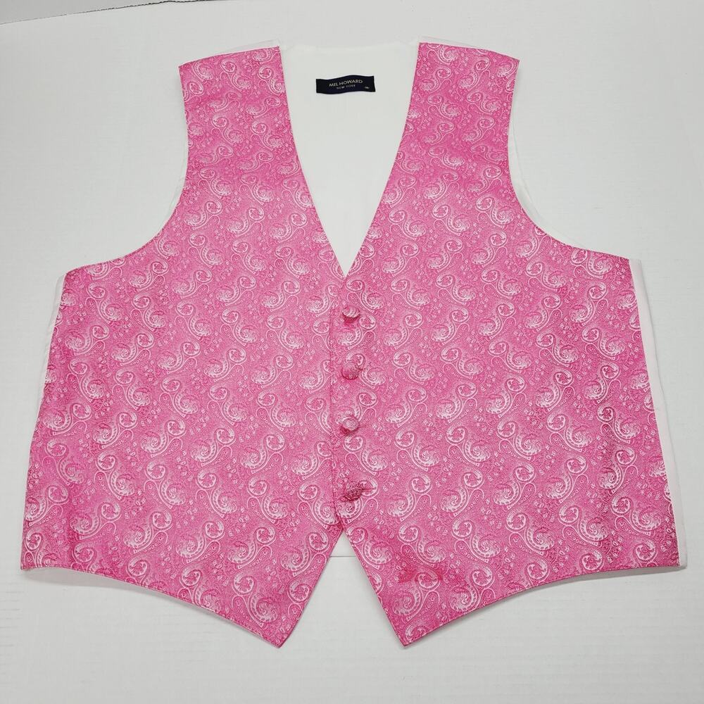 Mens Medium Hot Pink Paisley Formal Vest Prom Wedding Tuxedo Mel Howard New York